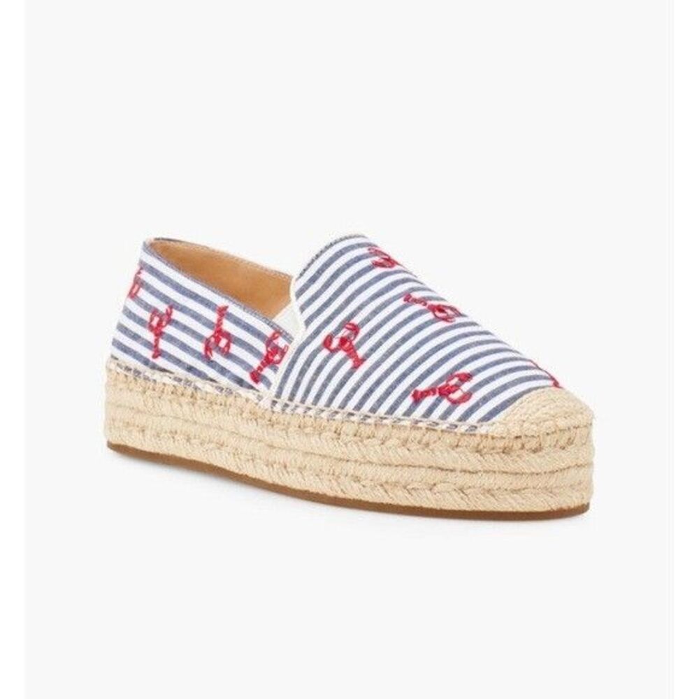NEW~Talbots Quinn Platform Espadrilles Lobster Print Seersucker Slip-On Shoe 5.5 - Picture 2 of 11